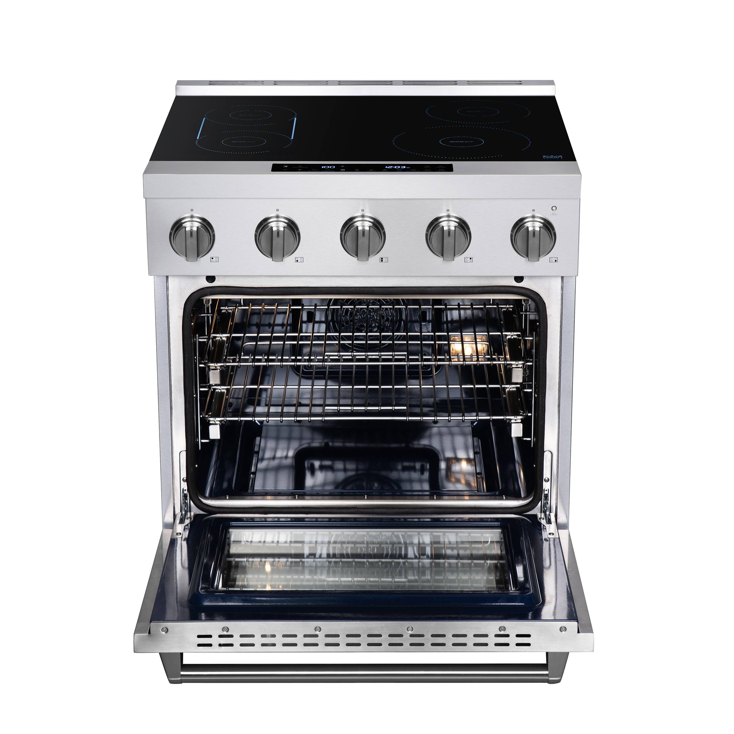 Back. Kucht - 30 Inch Induction Range in Stainless Steel with 4 Elements and Bridge Zone - Stainless Steel.