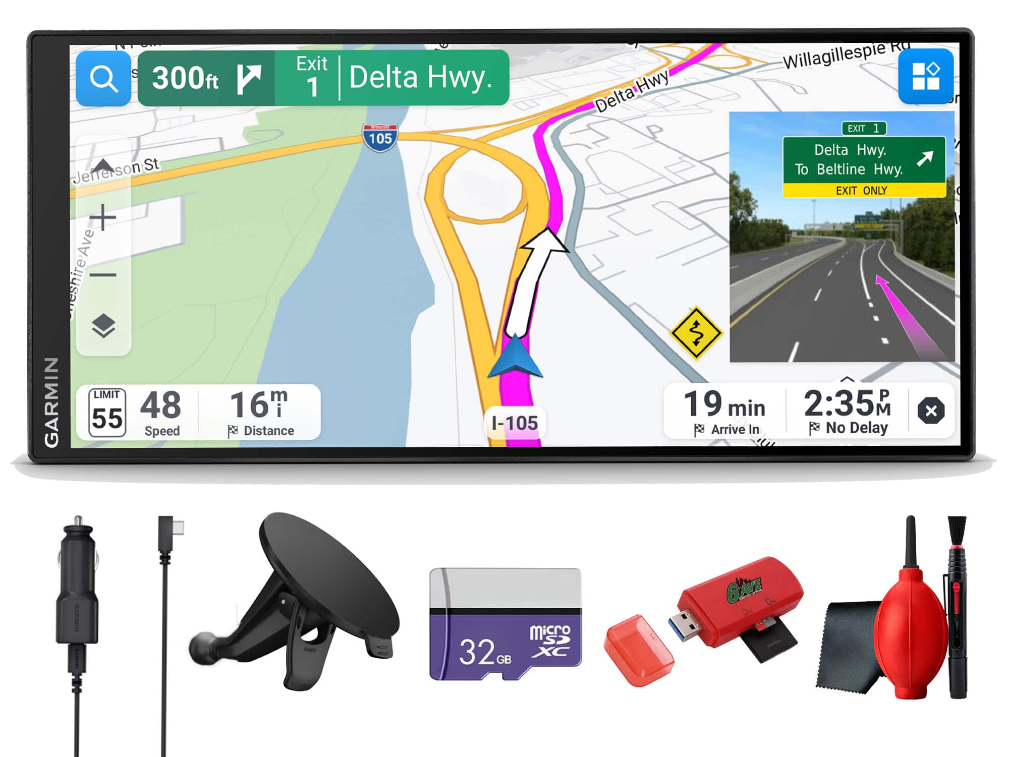 Garmin - Drive 8.8" GPS Navigator with Live Traffic & Voice Navigation Bundle - Black
