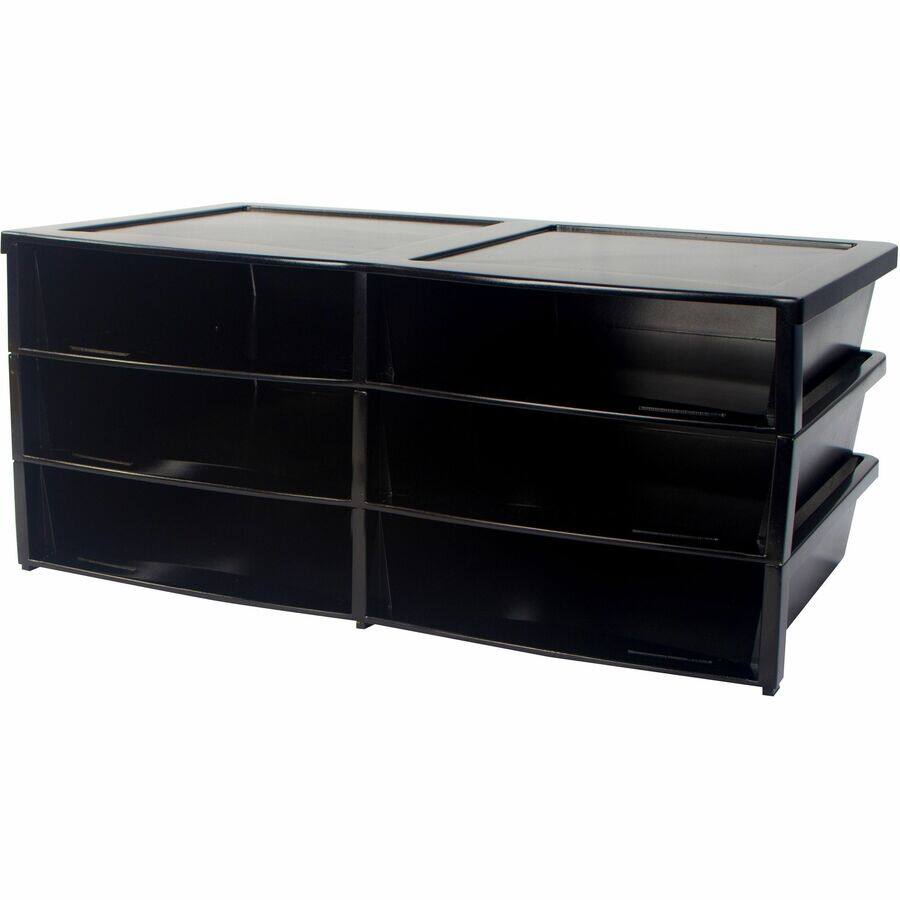 Angle. Storex - Storex Quick Stack 6 sorter Organizer 500 x Sheet 6 Compartment Size : 8.75 x 11.50 x 2 8.70 x 13.60 Width20.50 - Black.