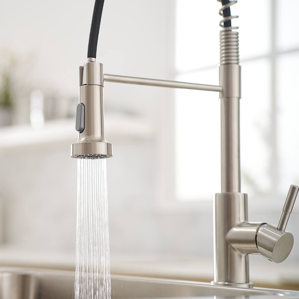 Ropilly Commercial Kitchen Faucet with Pull Out Sprayer, Single Handle ...