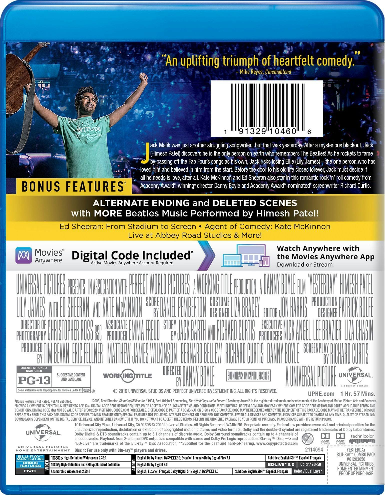 Angle. Yesterday (DVD + Digital) [Blu-ray].