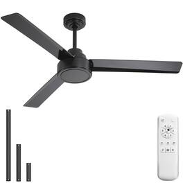 Sofucor - Modern Ceiling Fans without Lights 52 Inch Ceiling Fan with Remote for Patios Bedroom DC Motor Reversible 3 Blades Timer - Black