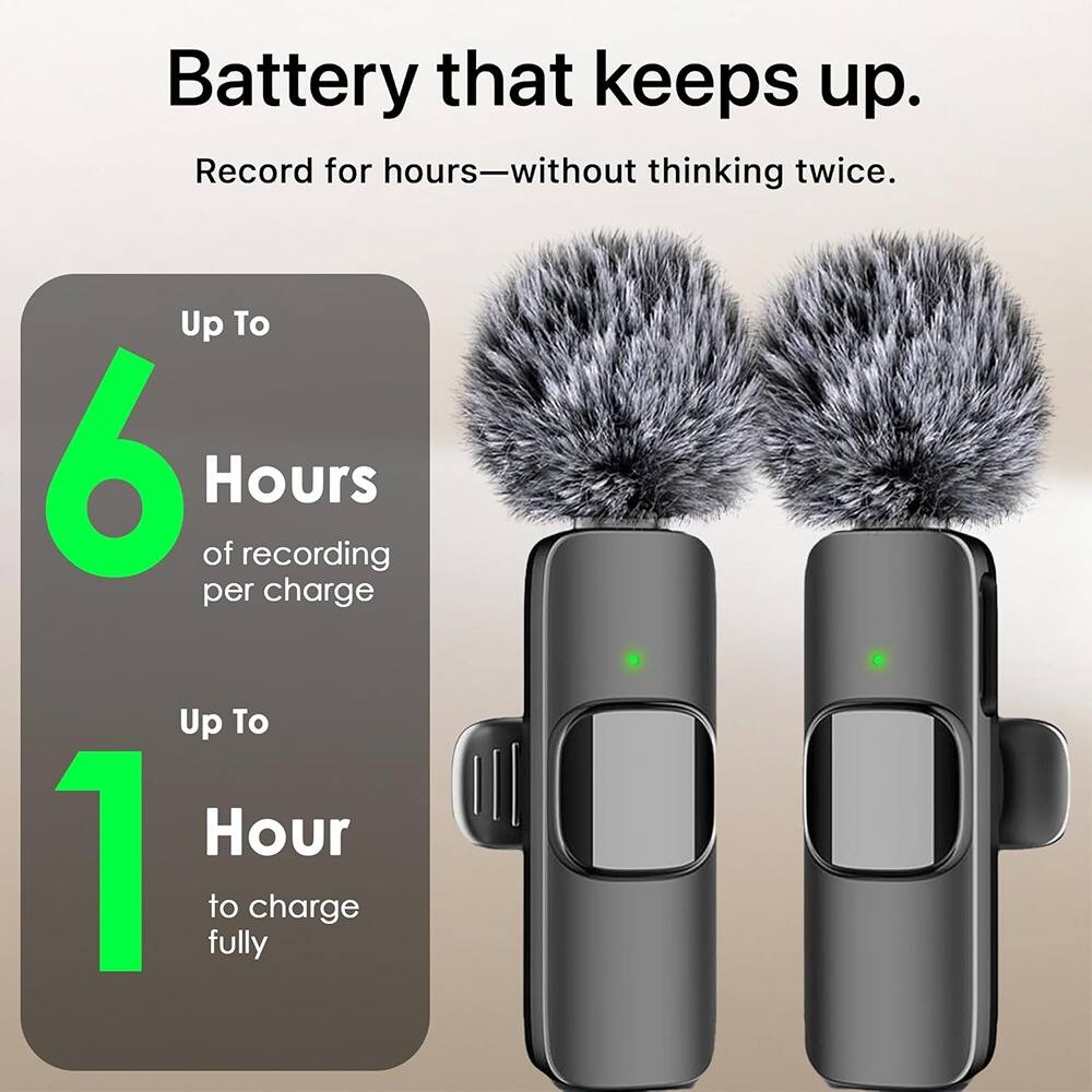 Battery that keeps up.  
Record for hours—without thinking twice.  

Up To 6 Hours of recording per charge  
Up To 1 Hour to charge fully
