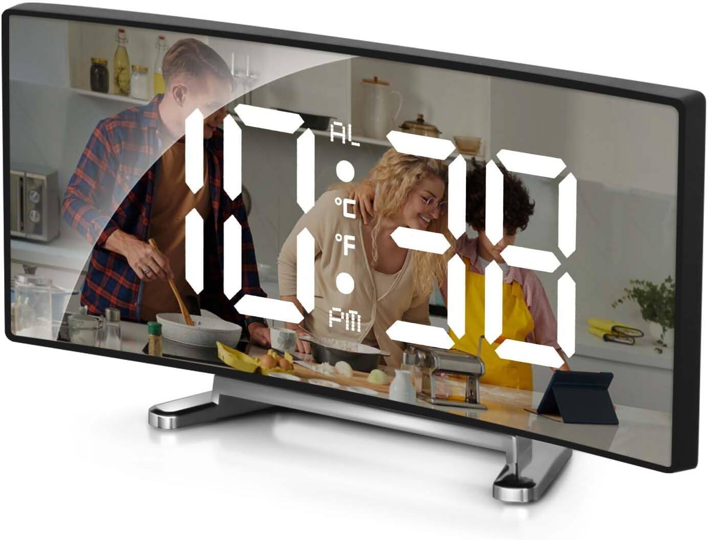 Stamp n Camp - LED Digital Alarm Clocks for Bedrooms, Bedside Clock Bedroom, Desk Alarm-Clock Small Electric with Battery Backup USB - default