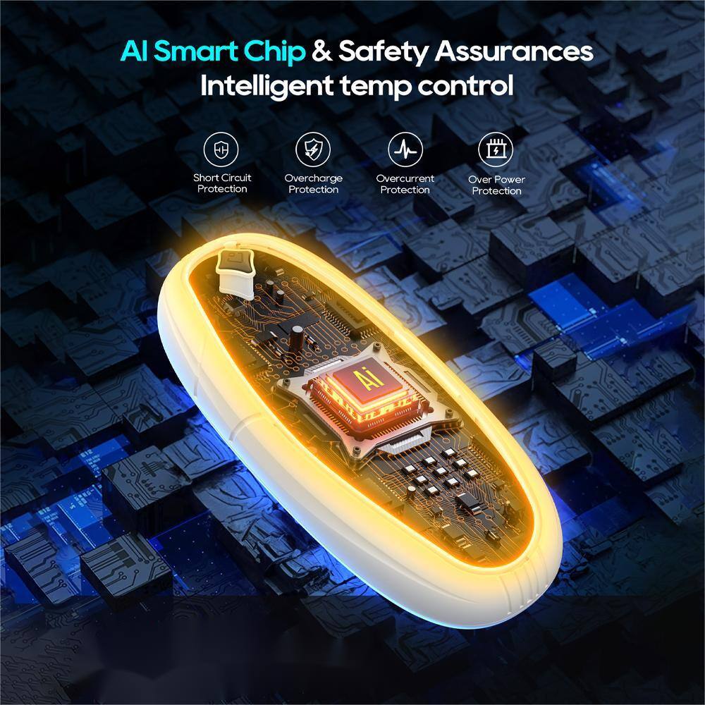 AI Smart Chip & Safety Assurances  
Intelligent temp control  

- Short Circuit Protection  
- Overcharge Protection  
- Overcurrent Protection  
- Over Power Protection