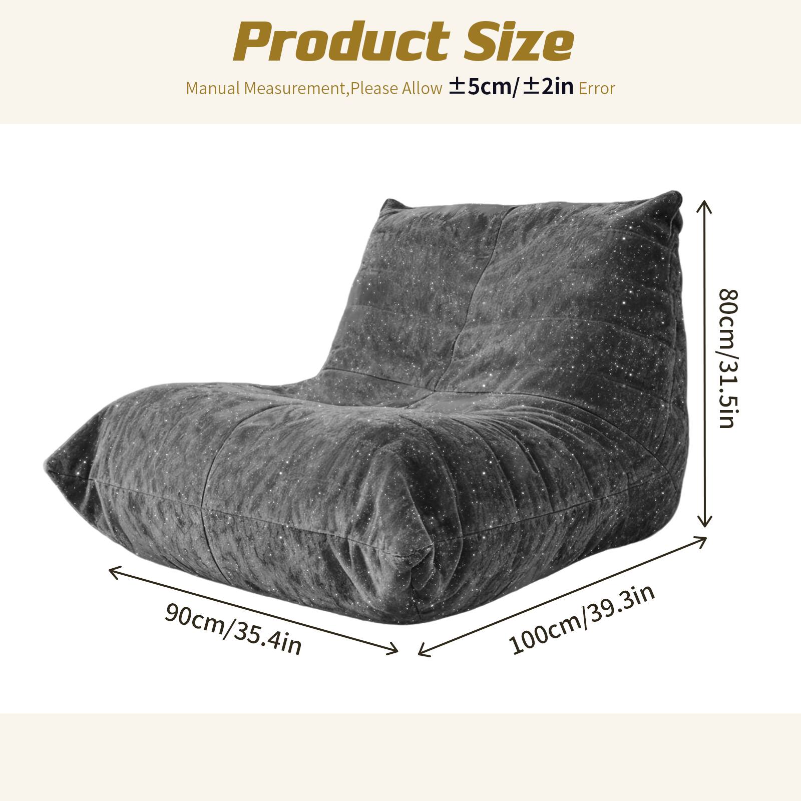 Product Size  
Manual Measurement, Please Allow ±5cm/±2in Error  

80cm/31.5in  
90cm/35.4in  
100cm/39.3in