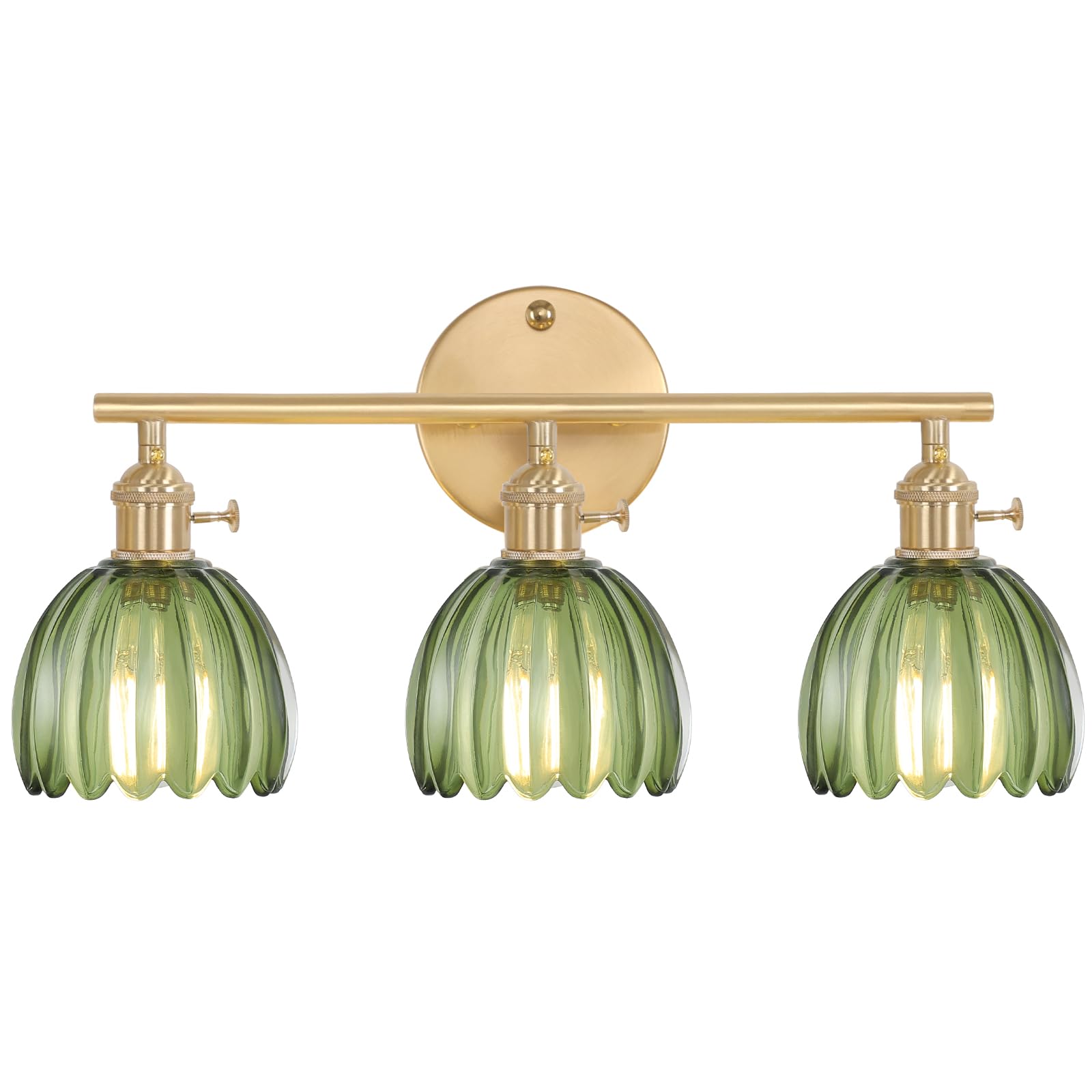 3 Heads-Golden Base-Tulip Green-Battery Operated