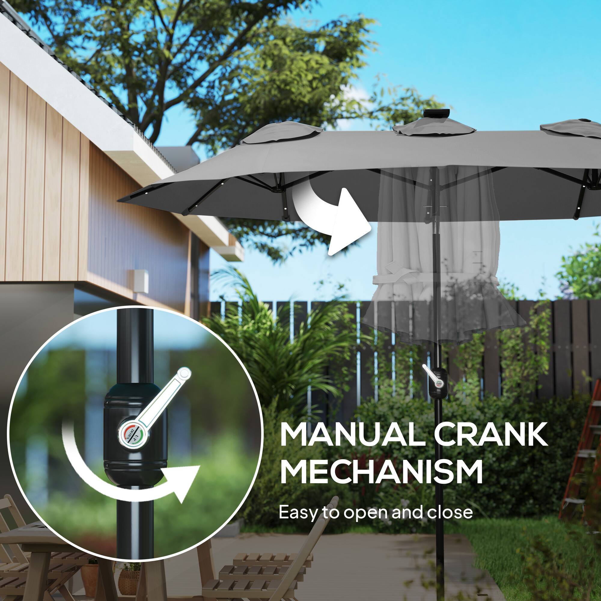 MANUAL CRANK MECHANISM
Easy to open and close