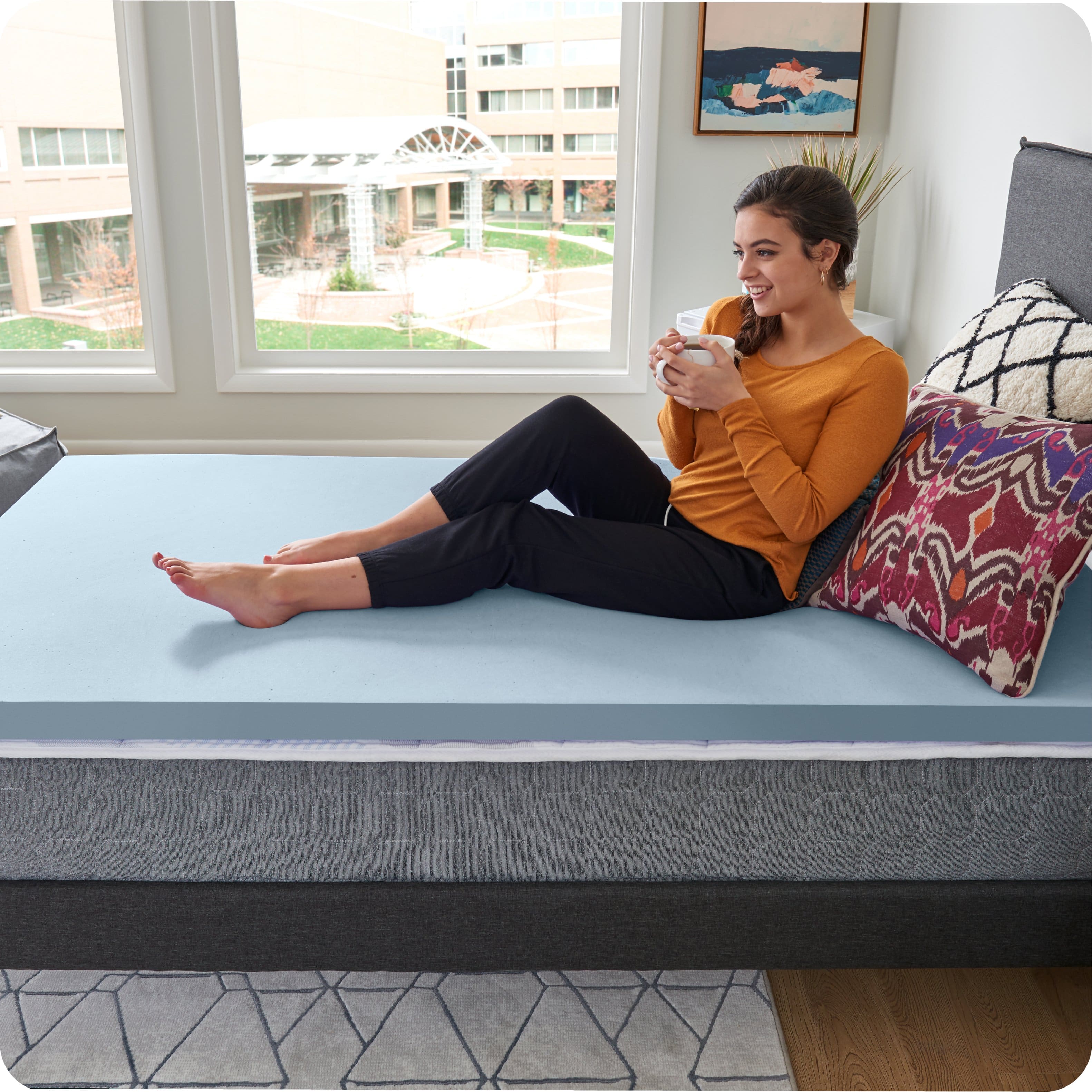 Alt View 12. Sealy - Sealy® Dreamlife™ 1.5” Gel Memory Foam Mattress Topper, Twin XL - Blue.