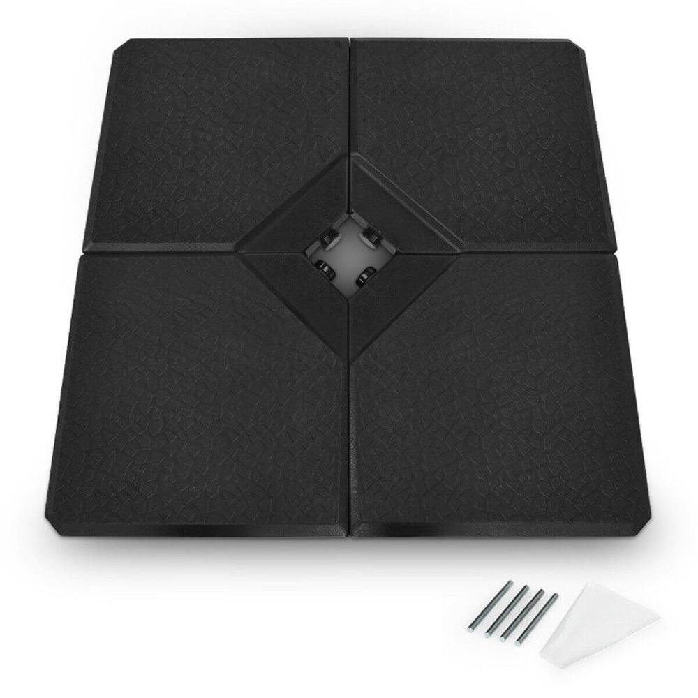Front. Boyel Living - 4 Pieces Square Fillable Patio Umbrella Base Set with Handle and Funnel - Black.