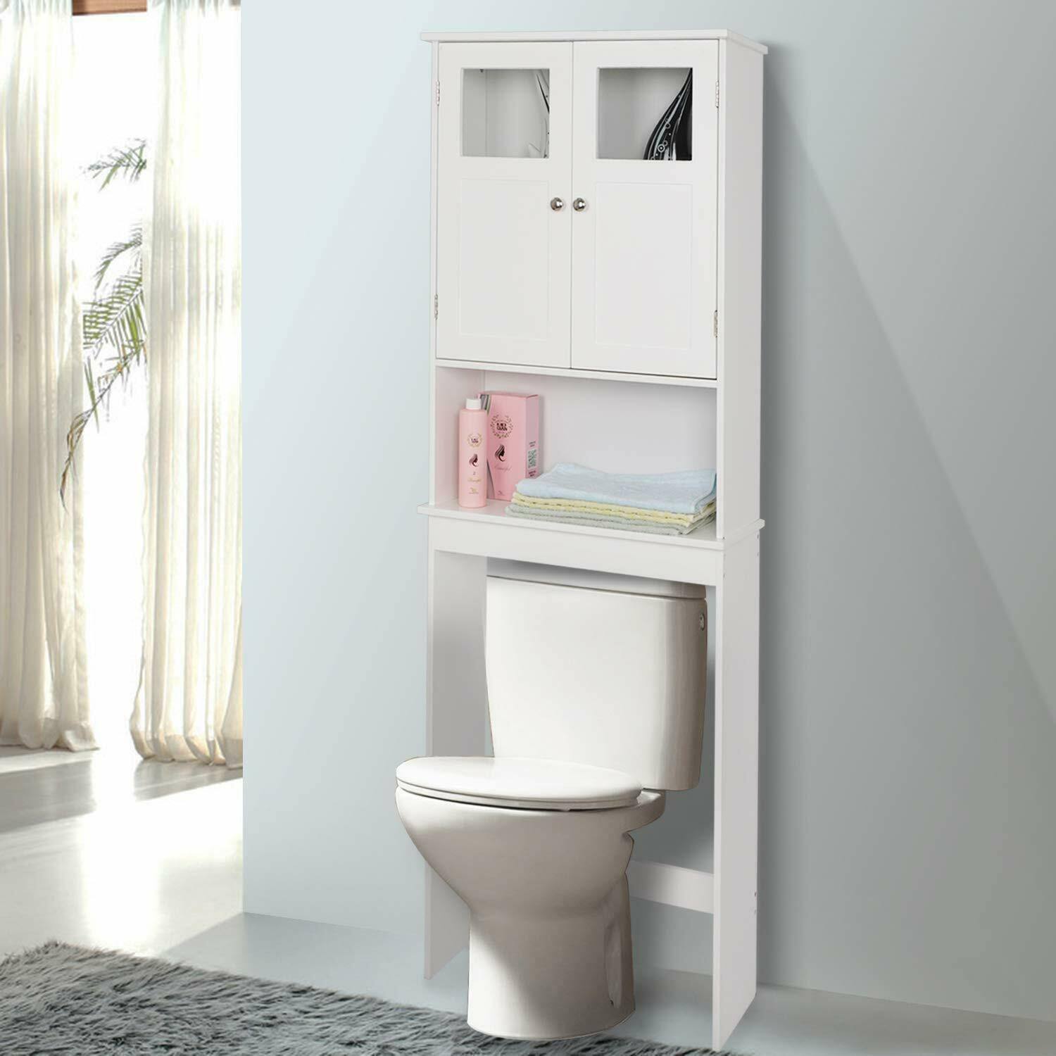 Alt View 4. Winado - Over The Toilet Bathroom Floor Storage Cabinet Free Standing w/Shelf Organizer - White.