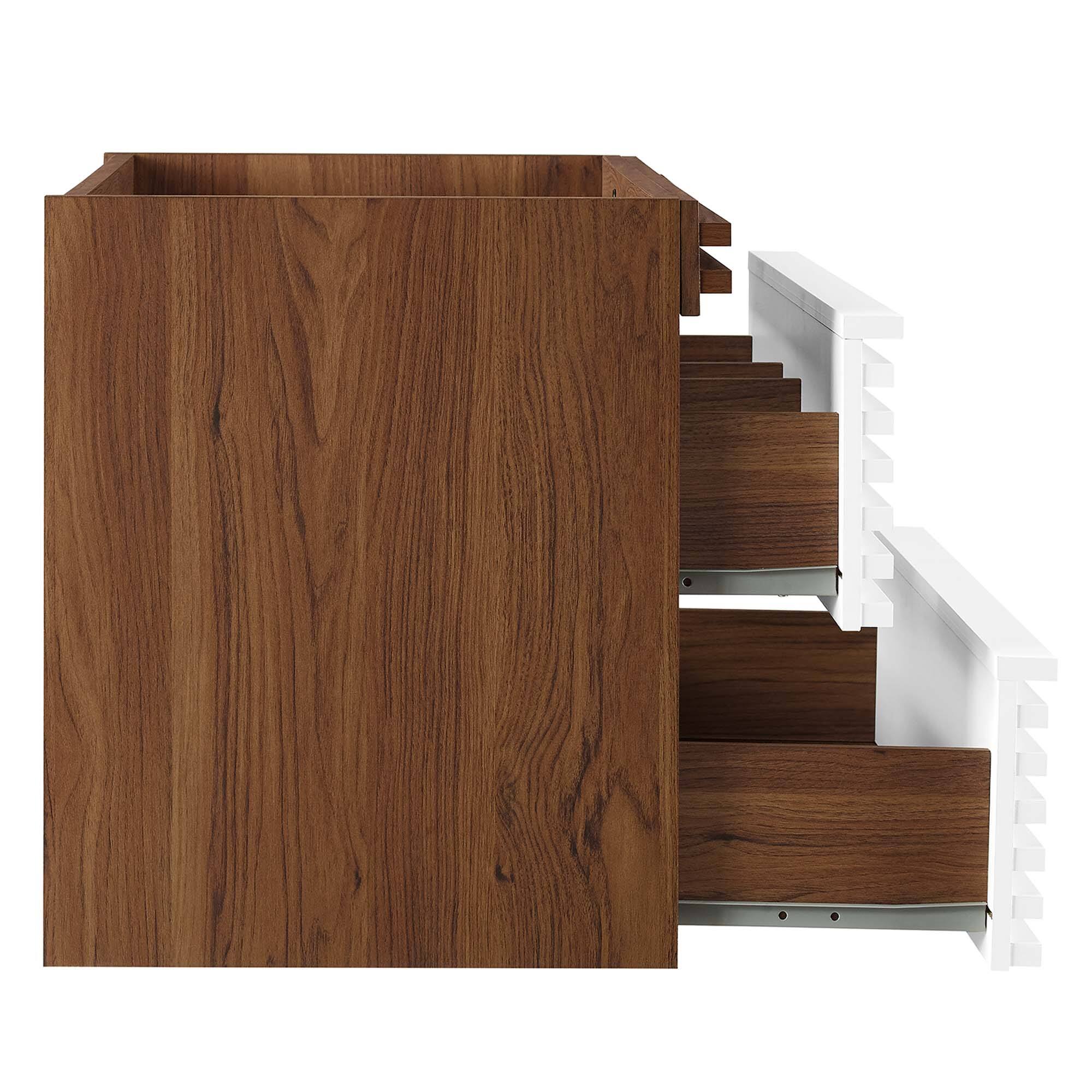 Alt View 2. Modway - Render Wall-Mount Bathroom Cabinet Basin Not Included - White Walnut.