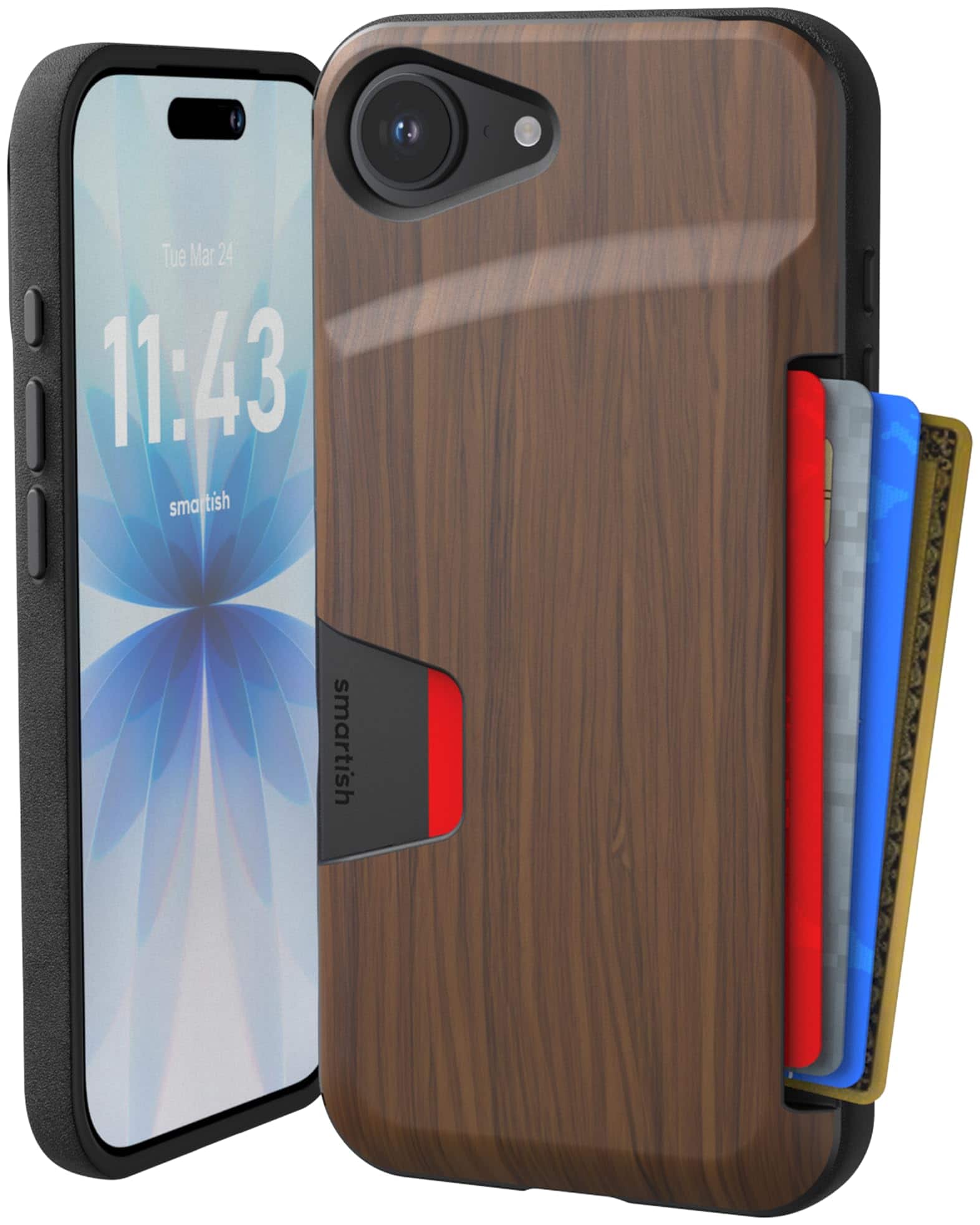 Smartish - iPhone 17e/16e Wallet Case - Wallet Slayer Vol 1 - Slim Card Holder Cover - Woodgrain