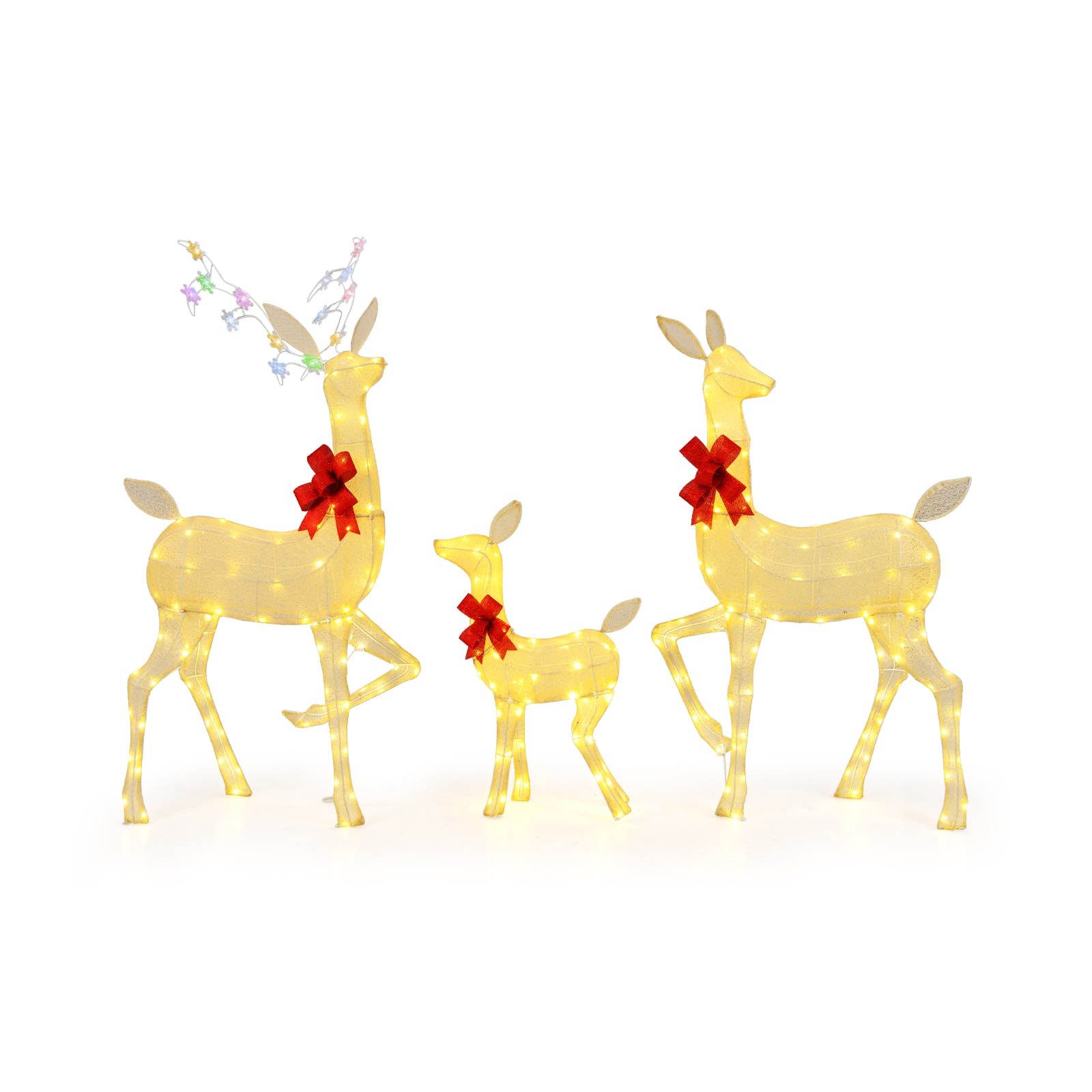 WELLFOR - 3-Piece Lighted Christmas Deer Family with 221 LEDs and RGB Antler Lights - Brown price history on PriceWatchPro