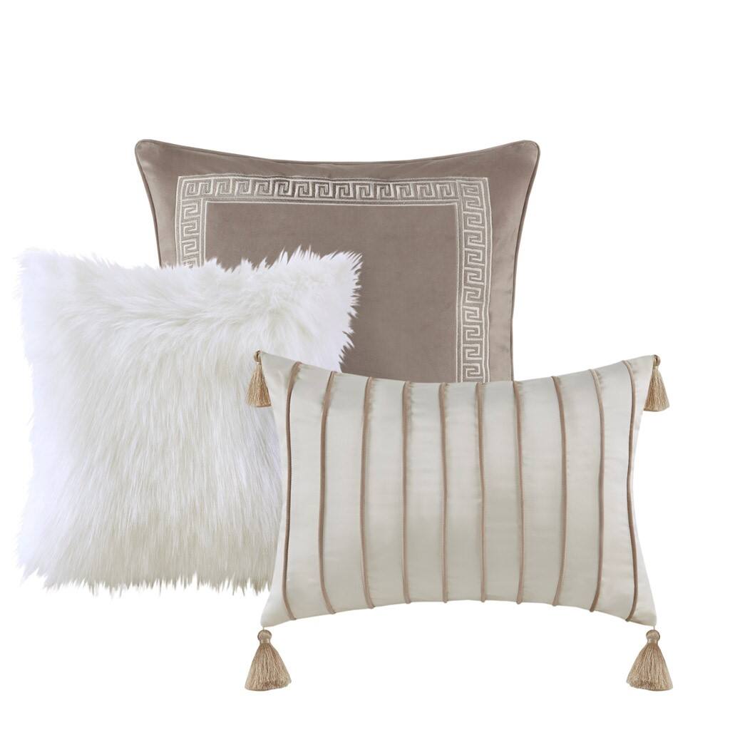 Alt View 4. Gracie Mills - Gracie Mills Harper Oversized Velvet Comforter Set - Beige.