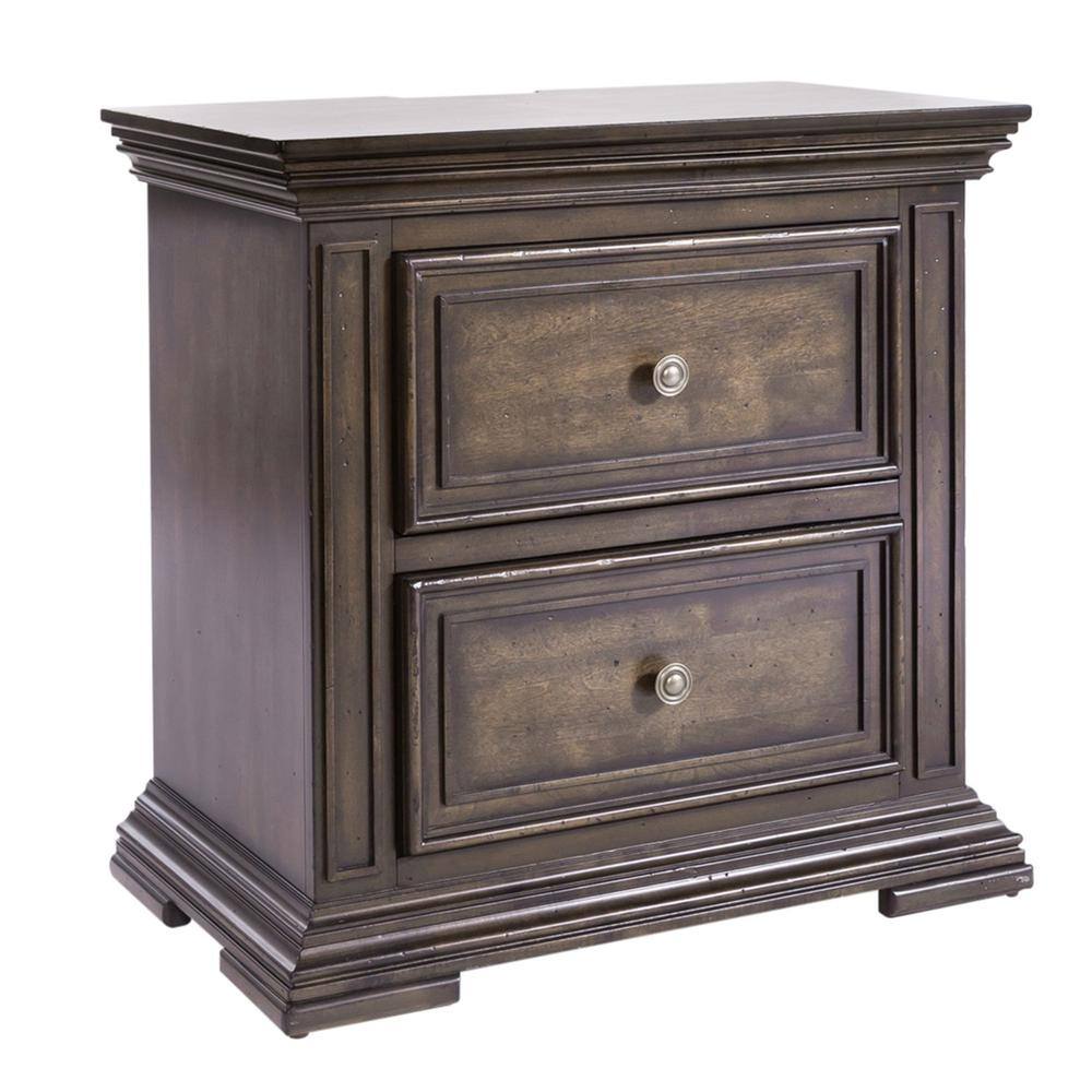 Back. Liberty Furniture Industries - 2 Drawer Night Stand w/ Charging Station - Brown.