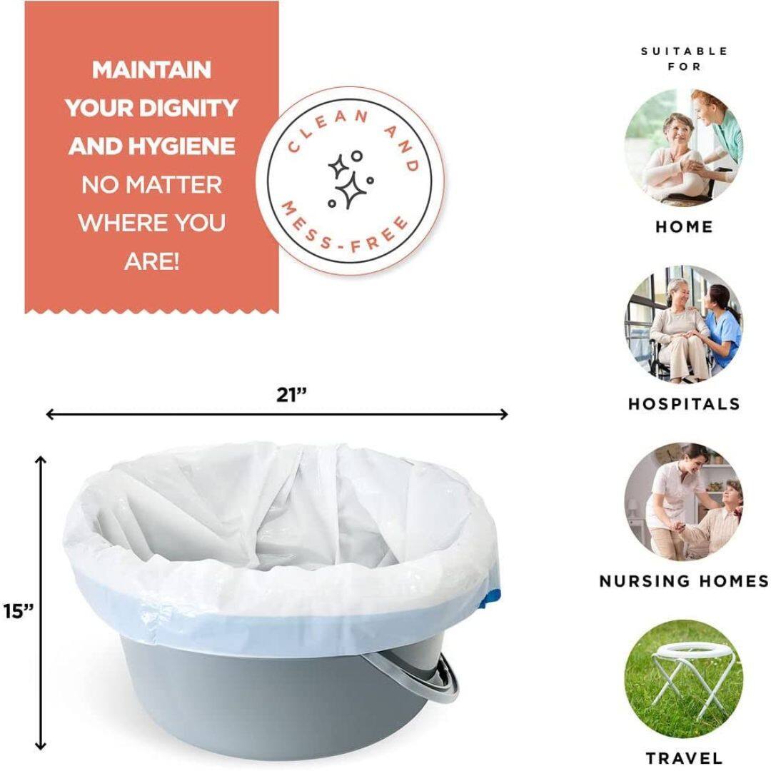 MAINTAIN YOUR DIGNITY AND HYGIENE NO MATTER WHERE YOU ARE!

CLEAN AND MESS-FREE

SUITABLE FOR
- HOME
- HOSPITALS
- NURSING HOMES
- TRAVEL

21" x 15"