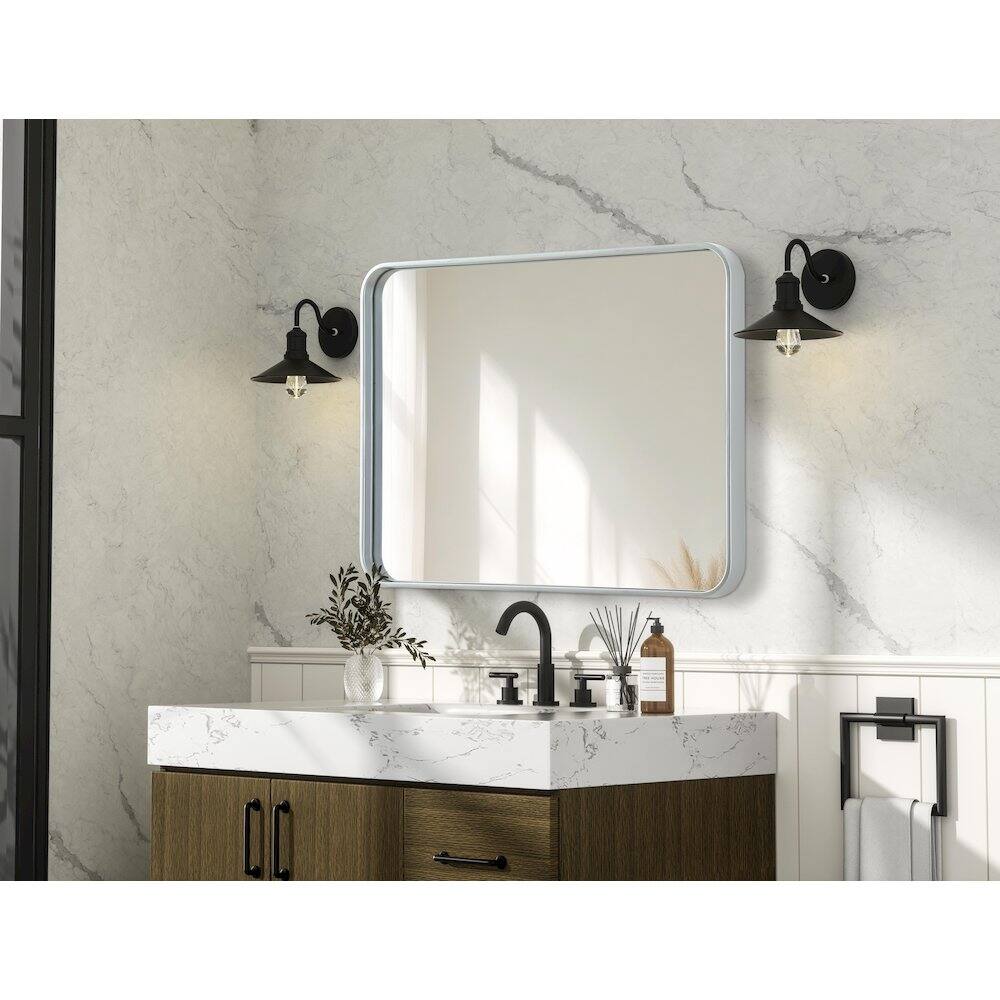 Alt View 2. Elegant Decor - Contour Metal Rectangle Mirror 24x32 in Silver - Silver.