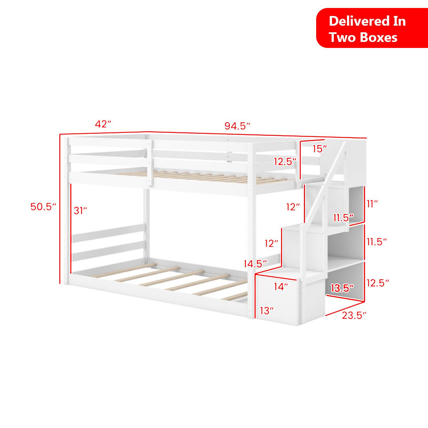 Delivered In Two Boxes

42" 94.5" 12.5" 15" 50.5" 31" 12" 11.5" 11" 12" 11.5" 14.5" 14" 12.5" 13.5" 13" 23.5"