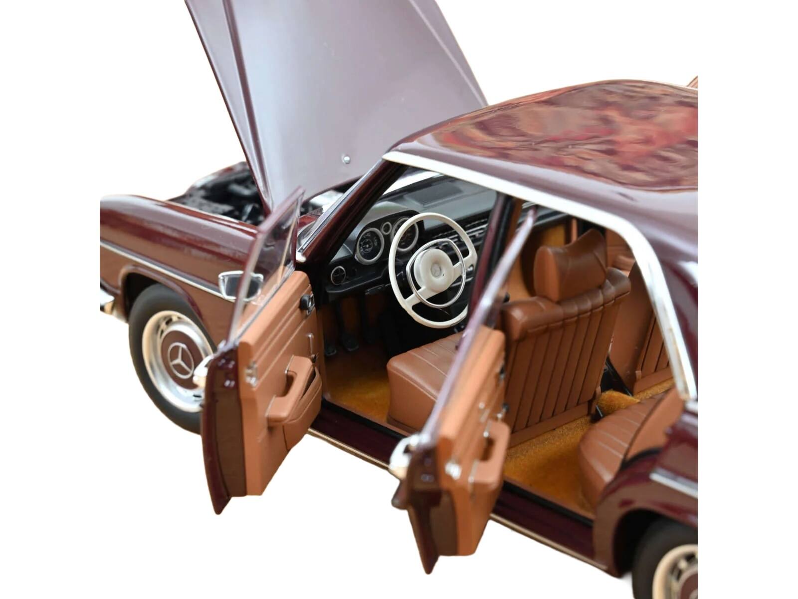 Alt View 4. Norev - 1968 Mercedes-Benz 200 Dark Red Brown 1/18 Diecast Model by Norev.
