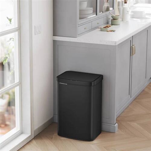 Left. Hivvago - Black 13-Gallon Kitchen Trash Can with Motion Sensor Lid and Carbon Filter - Black.