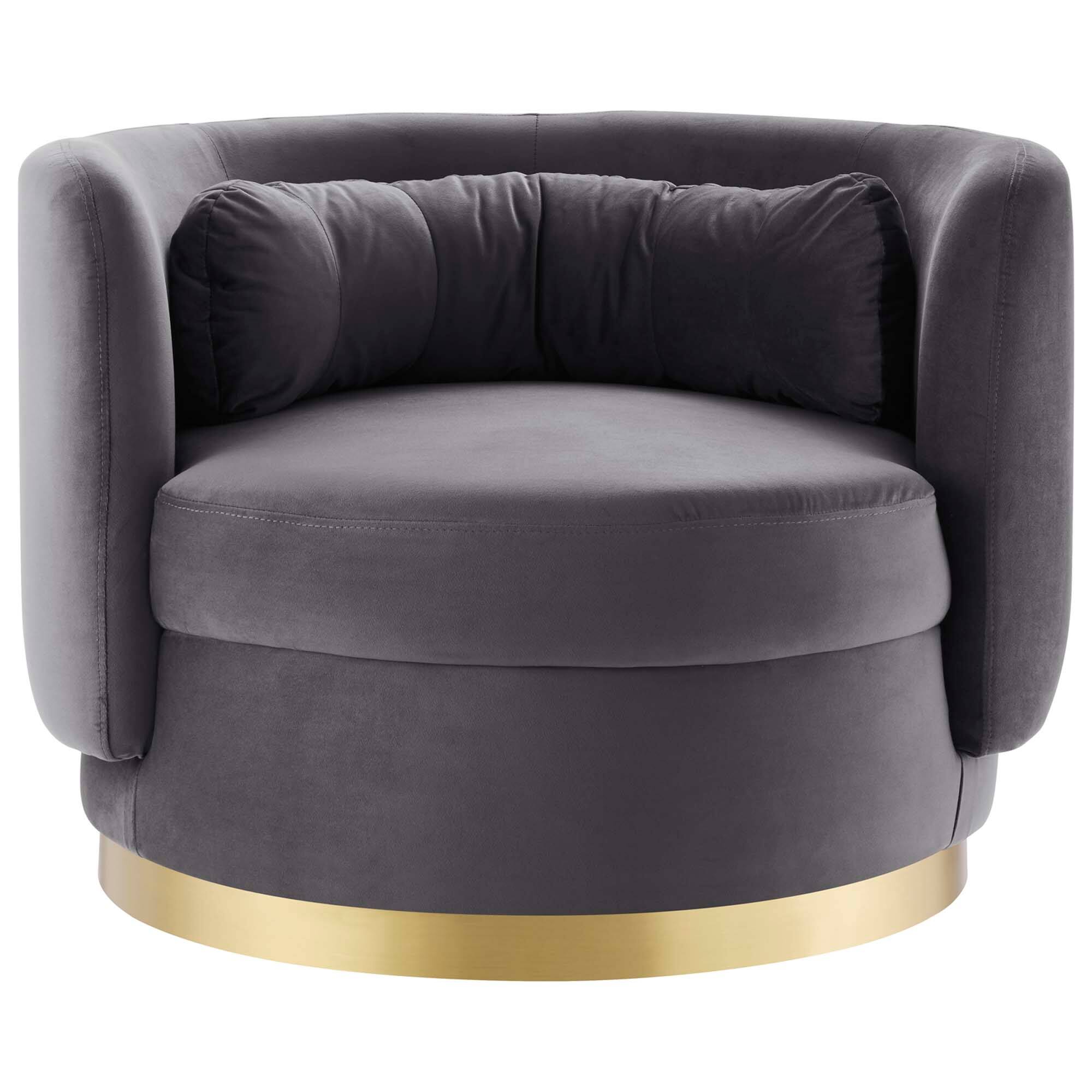 Alt View 2. Modway - Relish Performance Velvet Swivel Chair by Modway - Gold Gray.
