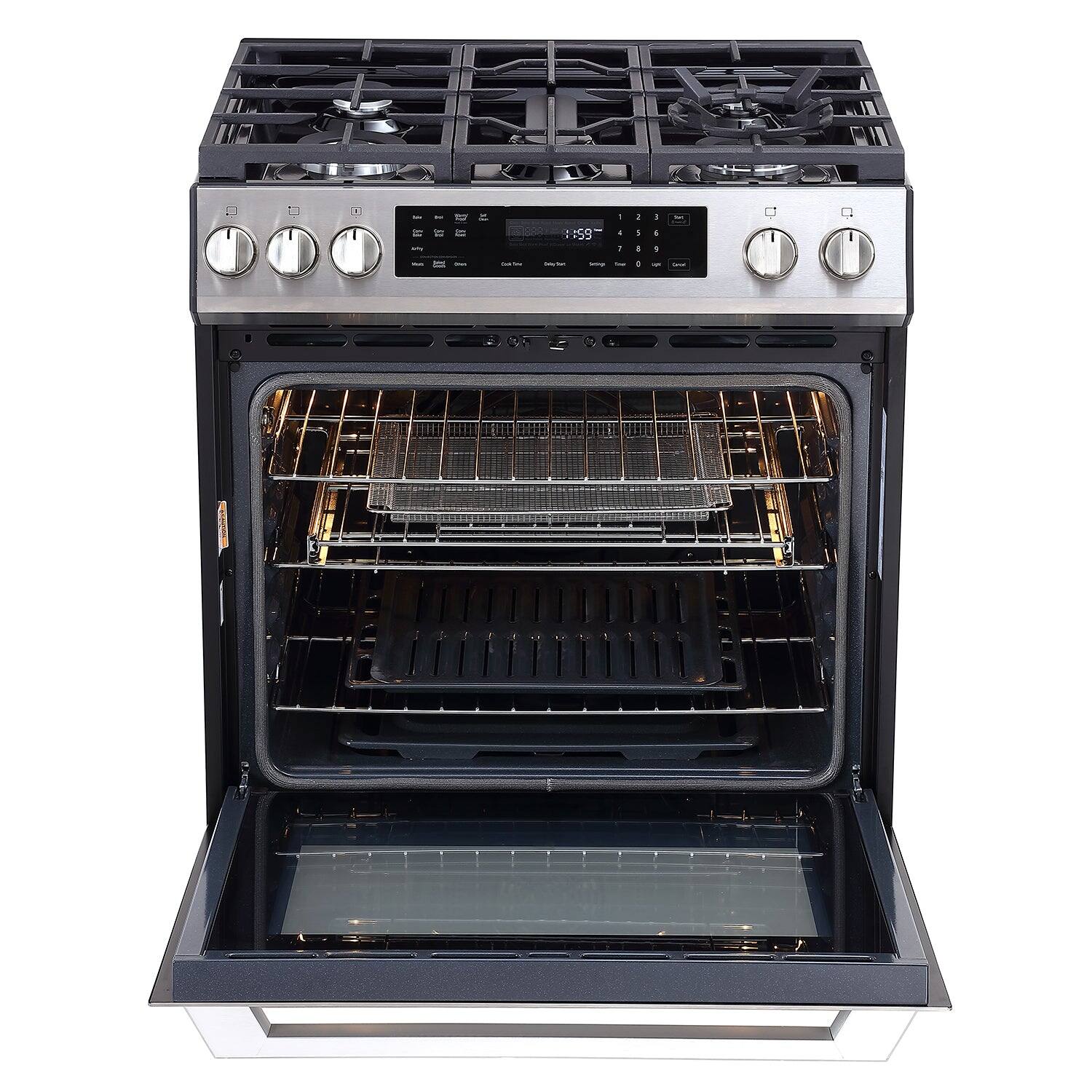 Angle. Rangaire - Rangaire 30" Gas Range Self-cleaning Air Fry True Convection Oven Slide-in Stainless Steel RRG303GS - Stainless steel.
