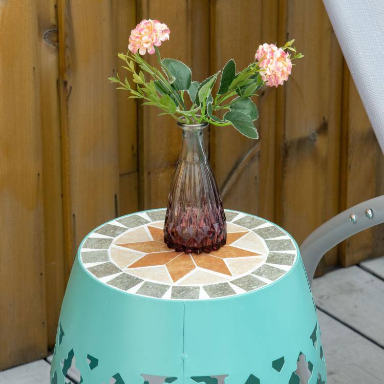 Alt View 7. PULUZ - Decorative Outdoor Stool, 12 inch Round Patio Side Table, Mosaic Accent Plant Stand for Garden, Balcony - Blue.