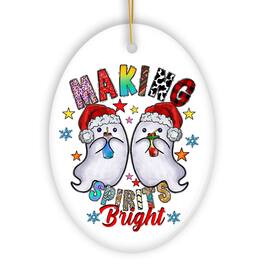 OrnamentallyYou - Making Spirits Bright Cute Ghost Duet Christmas Ornament Ceramic Tree Decoration - Multi-colored