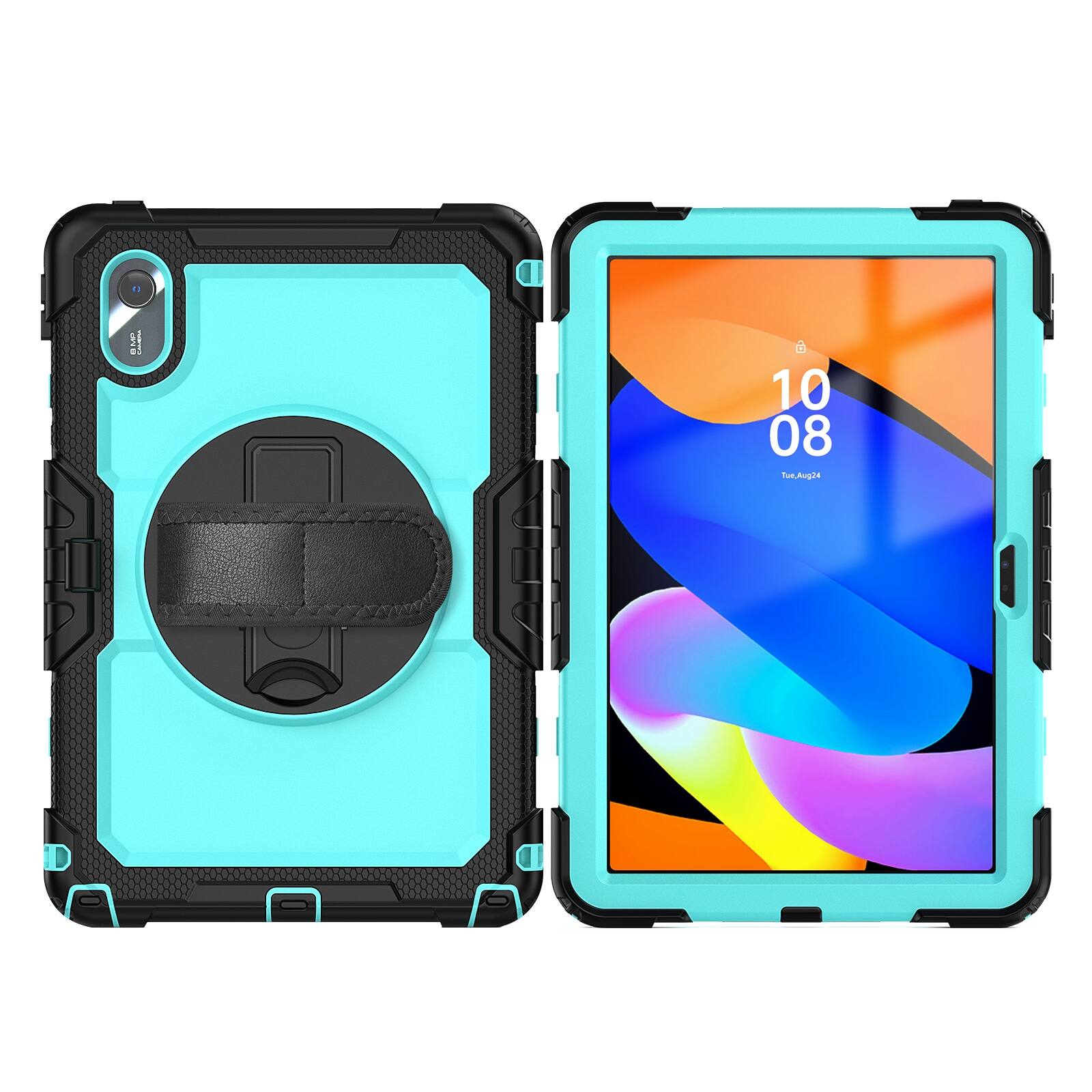 Angle. UUCOVER - Full Body Case for Lenovo Idea Tab 11 inch (TB336) 2025 /K11 Gen 2 Built-in Screen Protector Stand Shoulder Strap Cover - Mint+Black.