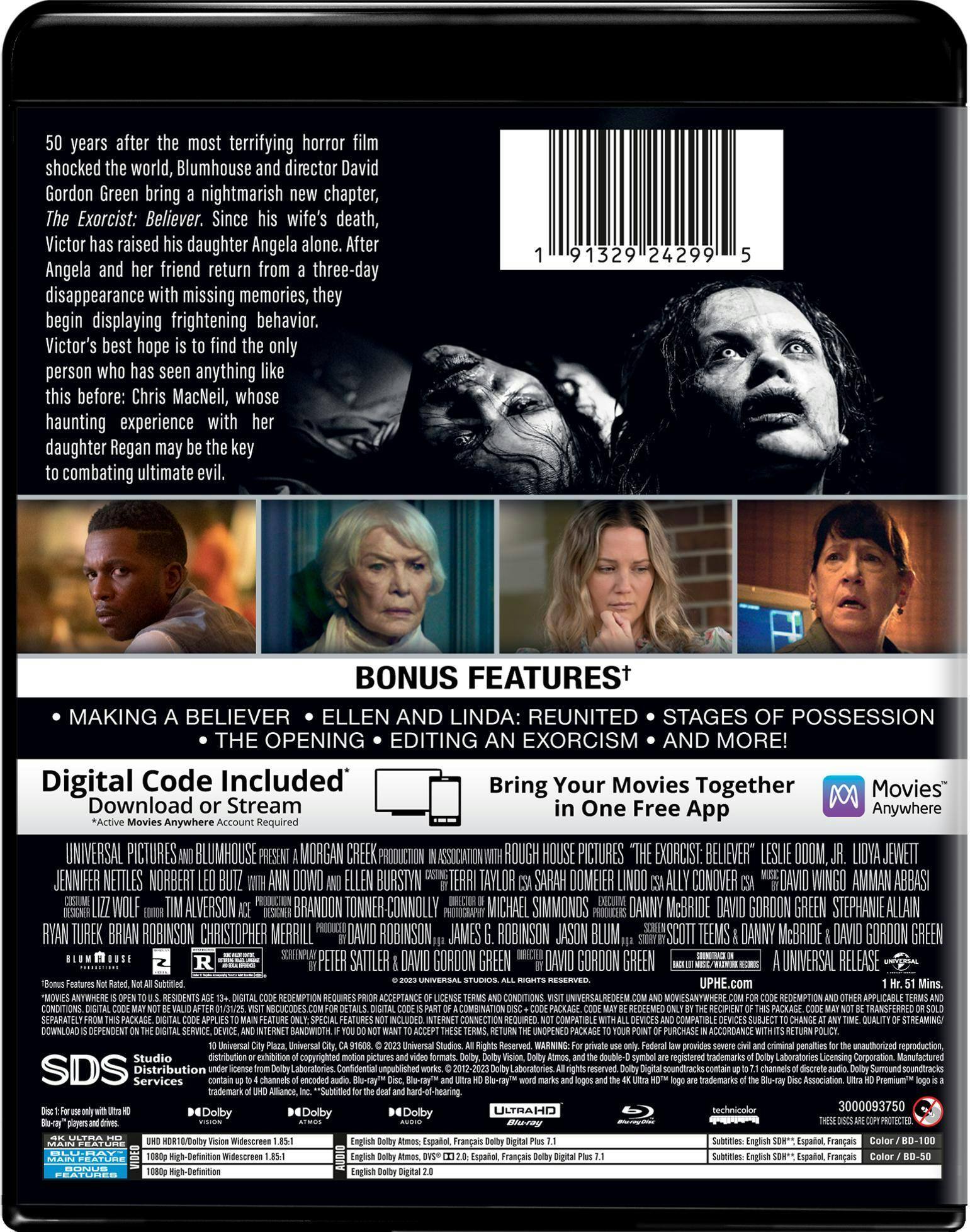 Back. The Exorcist: Believer   - 4K Blu-Ray.