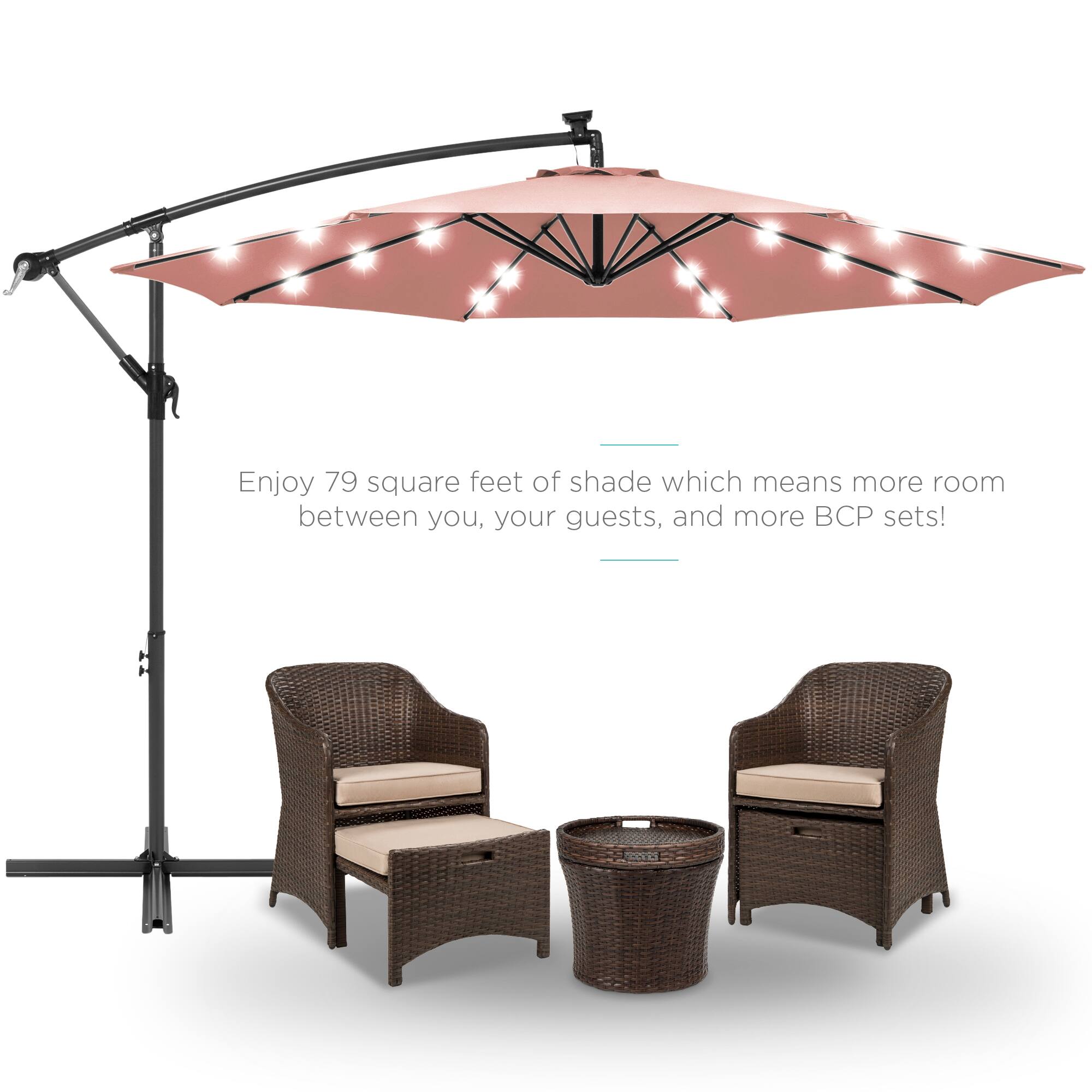Enjoy 79 square feet of shade which means more room between you, your guests, and more BCP sets!
