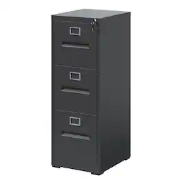 Mirfee - 3-Drawer File Cabinet with Lock, for A4/Legal/Letter Files - Black