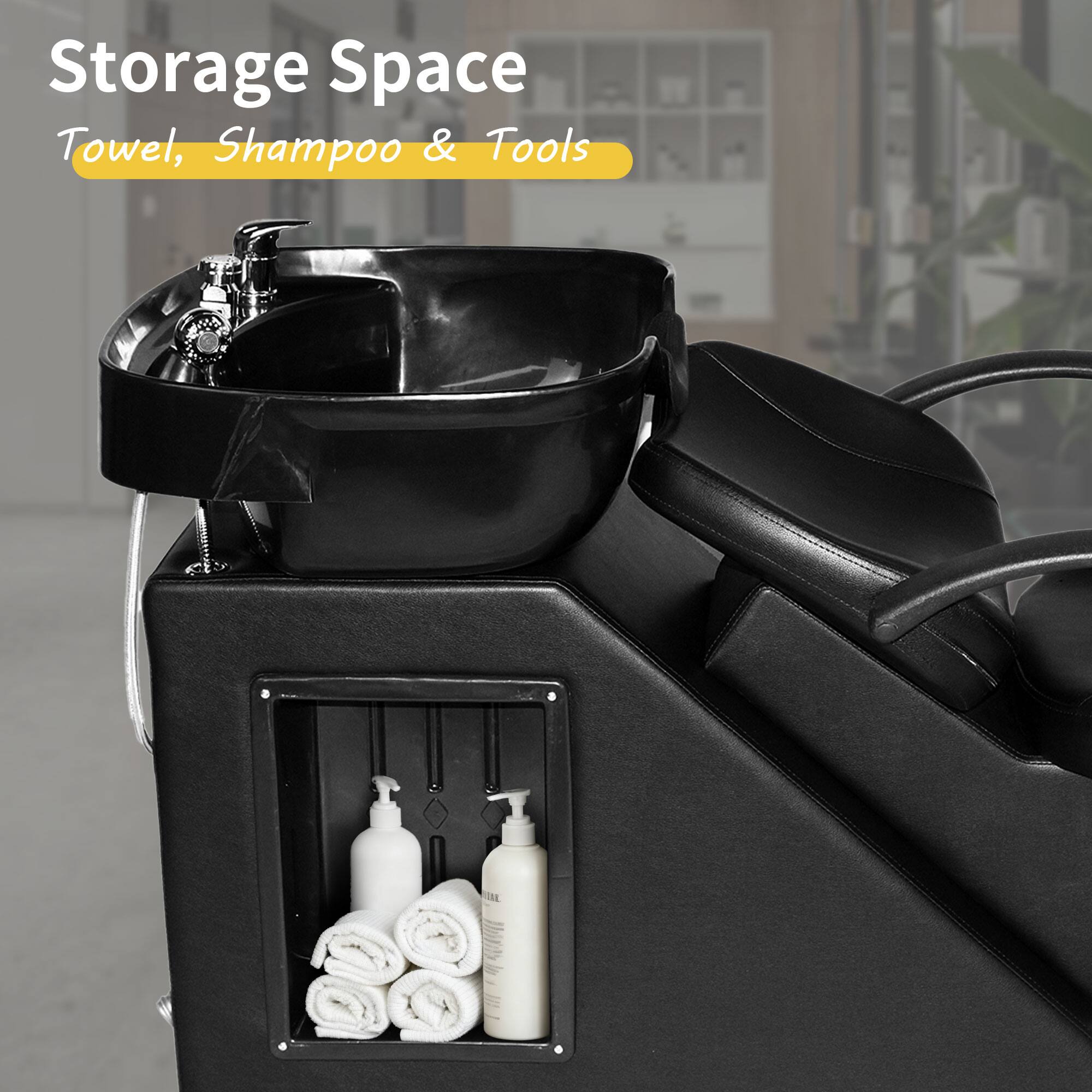 Storage Space  
Towel, Shampoo & Tools