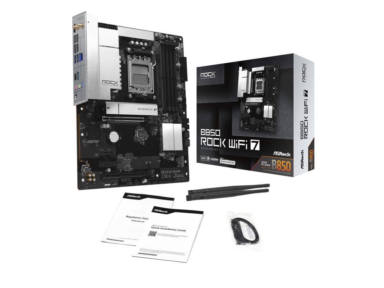 ROCK ELAZING  
FCCEO Be B ROCK BBS0 ROCK WiFi 7 END /SReck wn 30 HOmI -02 RYZEN 850 ROCK WiFi BBS0 ROCK SRedt B850 i ASRach  
Regulatory Notl Mohorkmand Qude Installation Cimide
