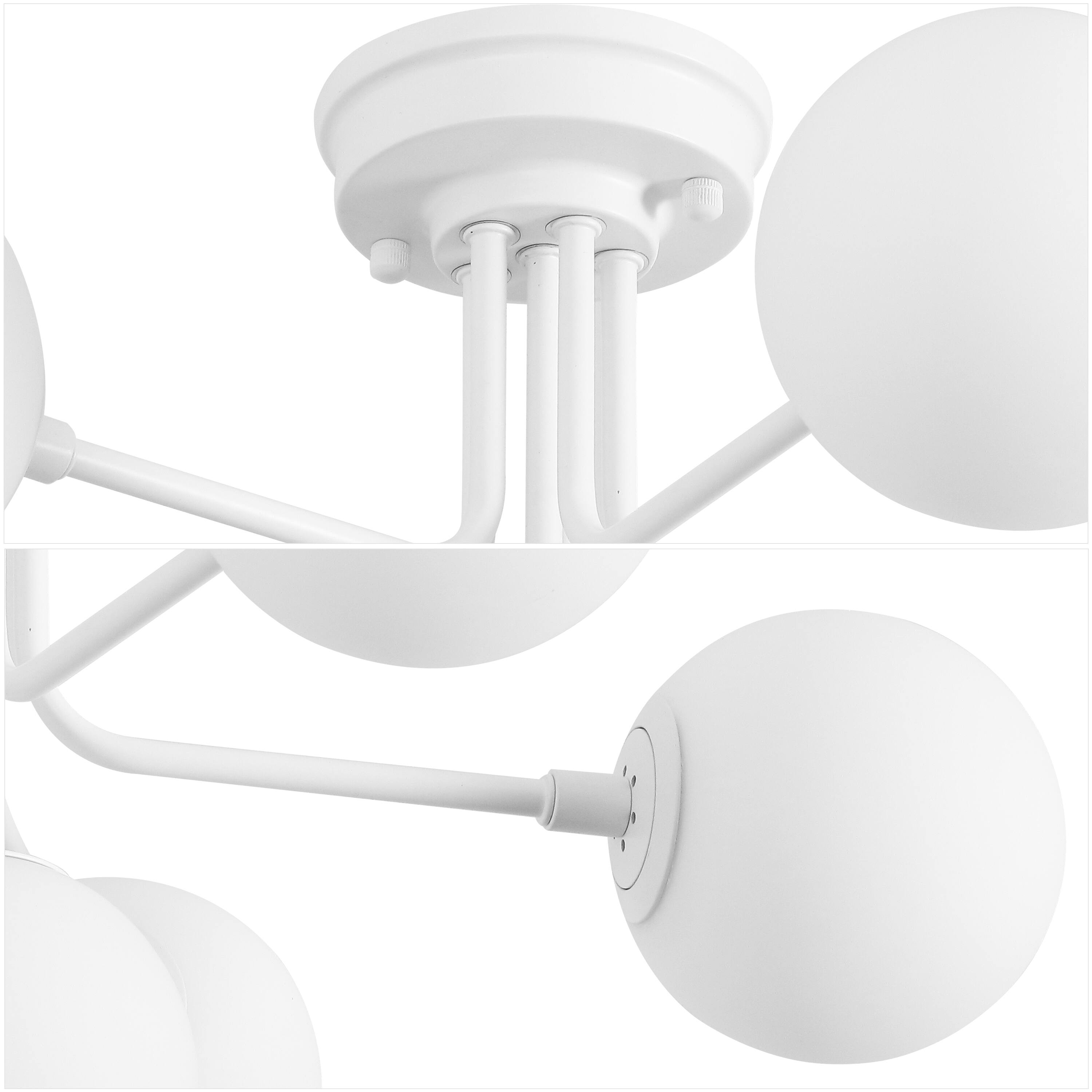 Alt View 4. Jonathan Y - Olivier Parisian 24" 6-Light Globe Modern Industrial Iron Bistro LED Semi Flush Mount, White - White.