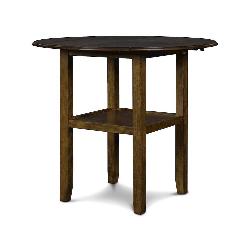 Back. New Classic Furniture - Gia 3-Piece 42" Wood Counter Drop Leaf Table Set - Brown.