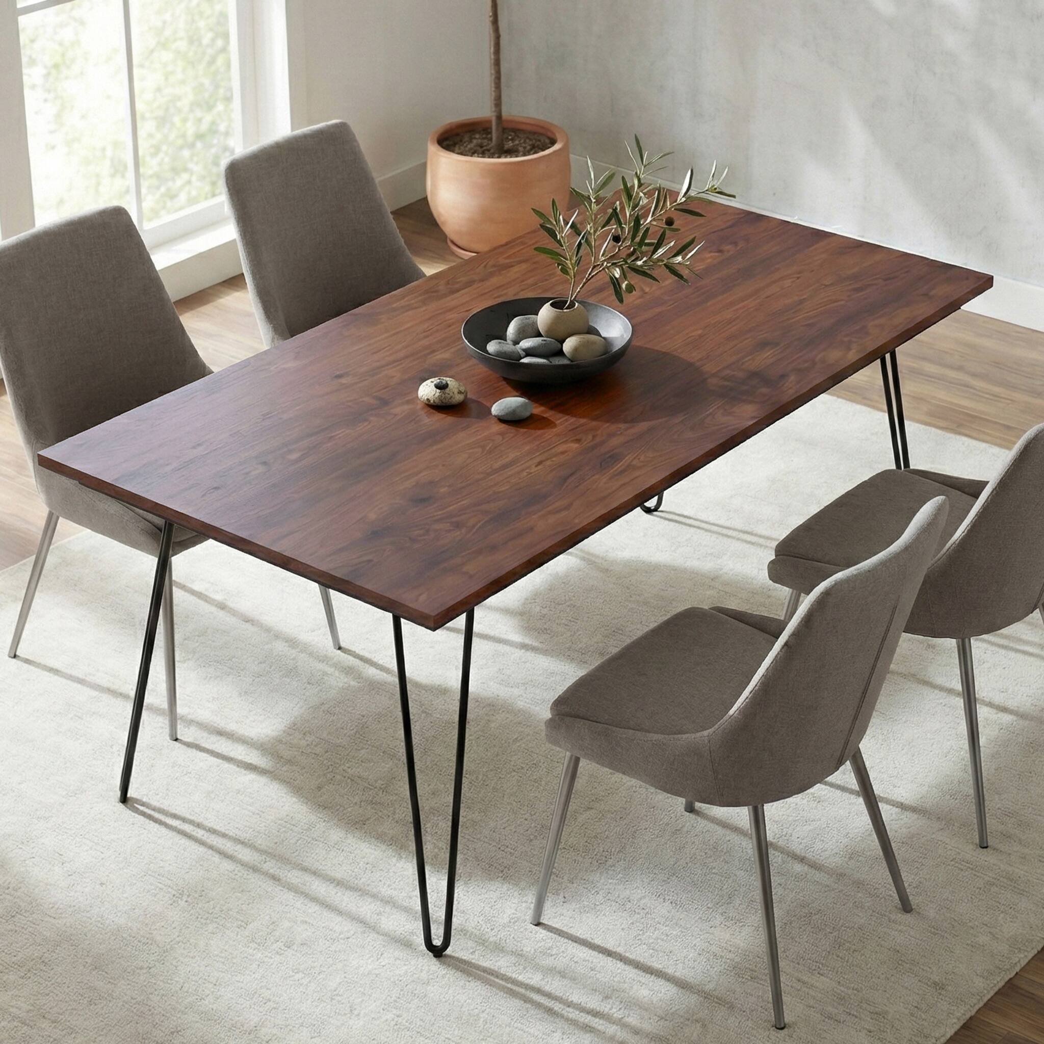 Back. Simpli Home - Hunter SOLID MANGO WOOD and Metal 66 inch x 40 inch Rectangle Industrial Dining Table in Umber Brown - Umber Brown.