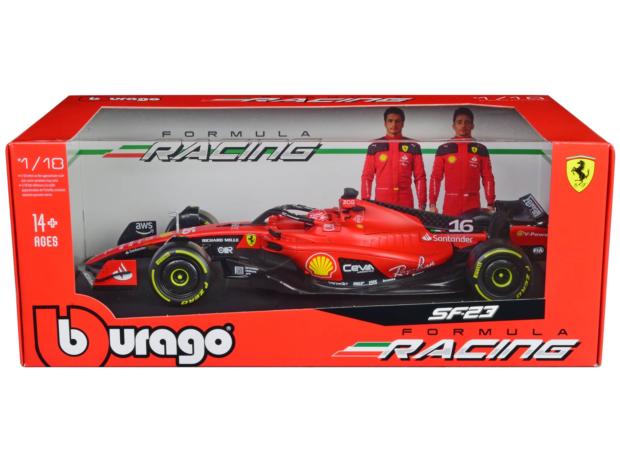 "Ferrari SF-23 #16 Charles Leclerc F1 World Championship (2023) ""Formula Racing"" Series 1/18 Diecast Model Car by Bburago" price history on PriceWatchPro