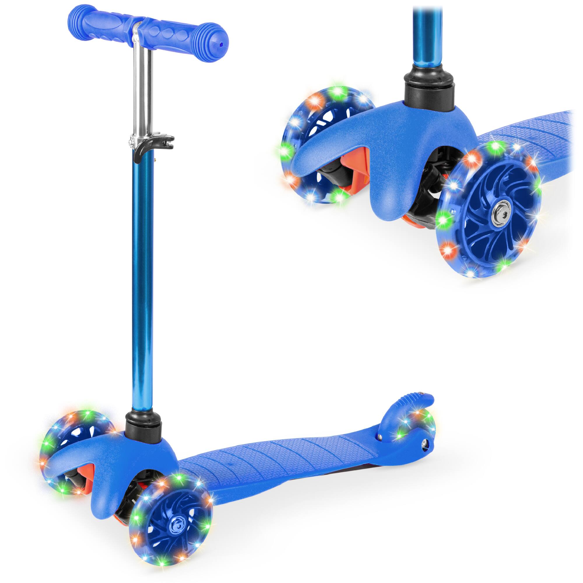 Front. Best Choice Products - Best Choice Products Kids Mini Kick Scooter Toy w/ Light-Up Wheels and Height Adjustable T-Bar - Blue - Blue.