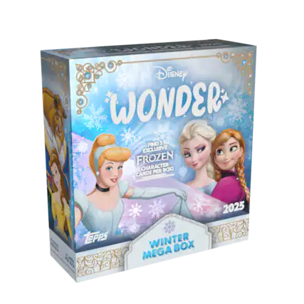Disney Wonder
Winter Mega Box 2025
Exclusive Frozen Character Cards Per Box
3 Cards Per Pack
Topps