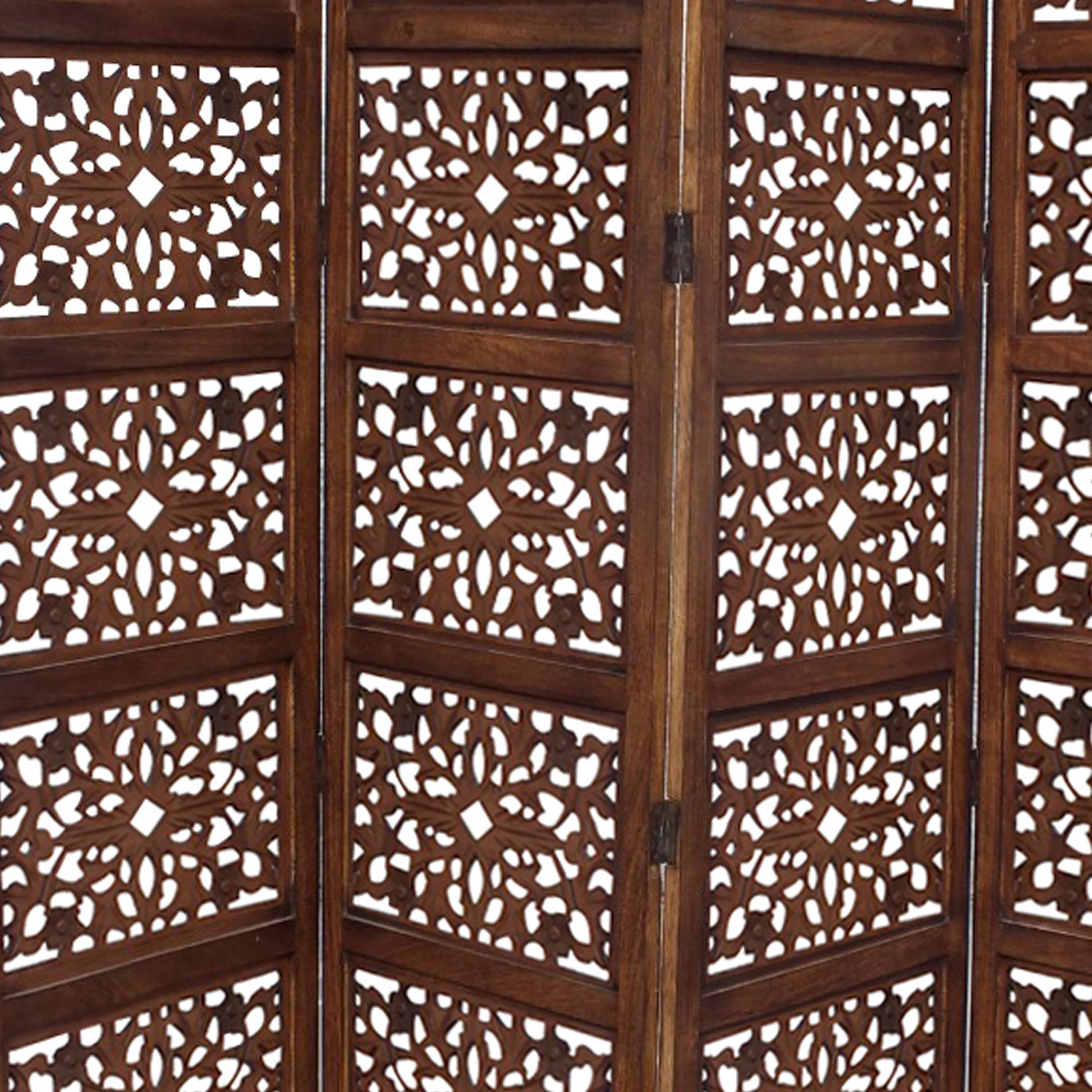 Alt View 4. Manhattan Lane - The Urban Port Handmade Foldable 4 Panel Wooden Partition Screen Room Divider - Dark Brown.