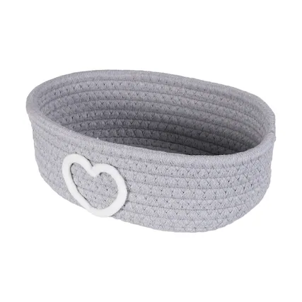 Front. Unique Bargains - Rectangular Rope Basket, 10x5.9x3.1inch Small Woven Basket for Shelf Storage Home Decor Gift Chest - Gray.
