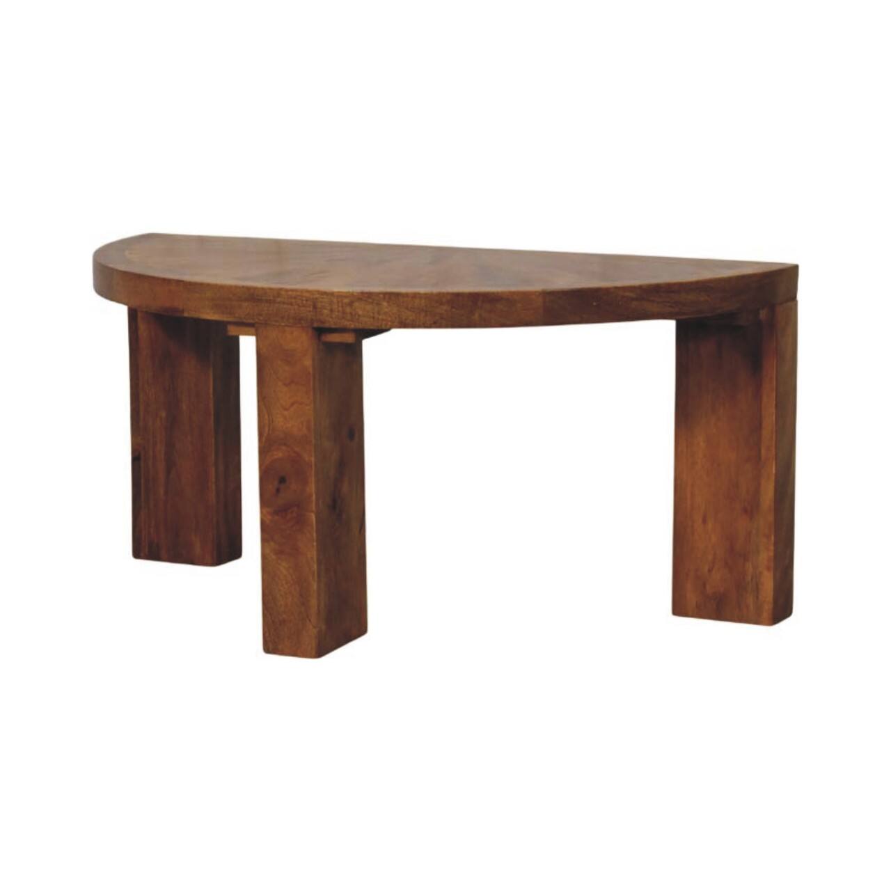 Angle. Artisan Furniture - Artisan Furniture Solid Wood Amber Oak Half Moon Coffee Table, Brown - Beige.