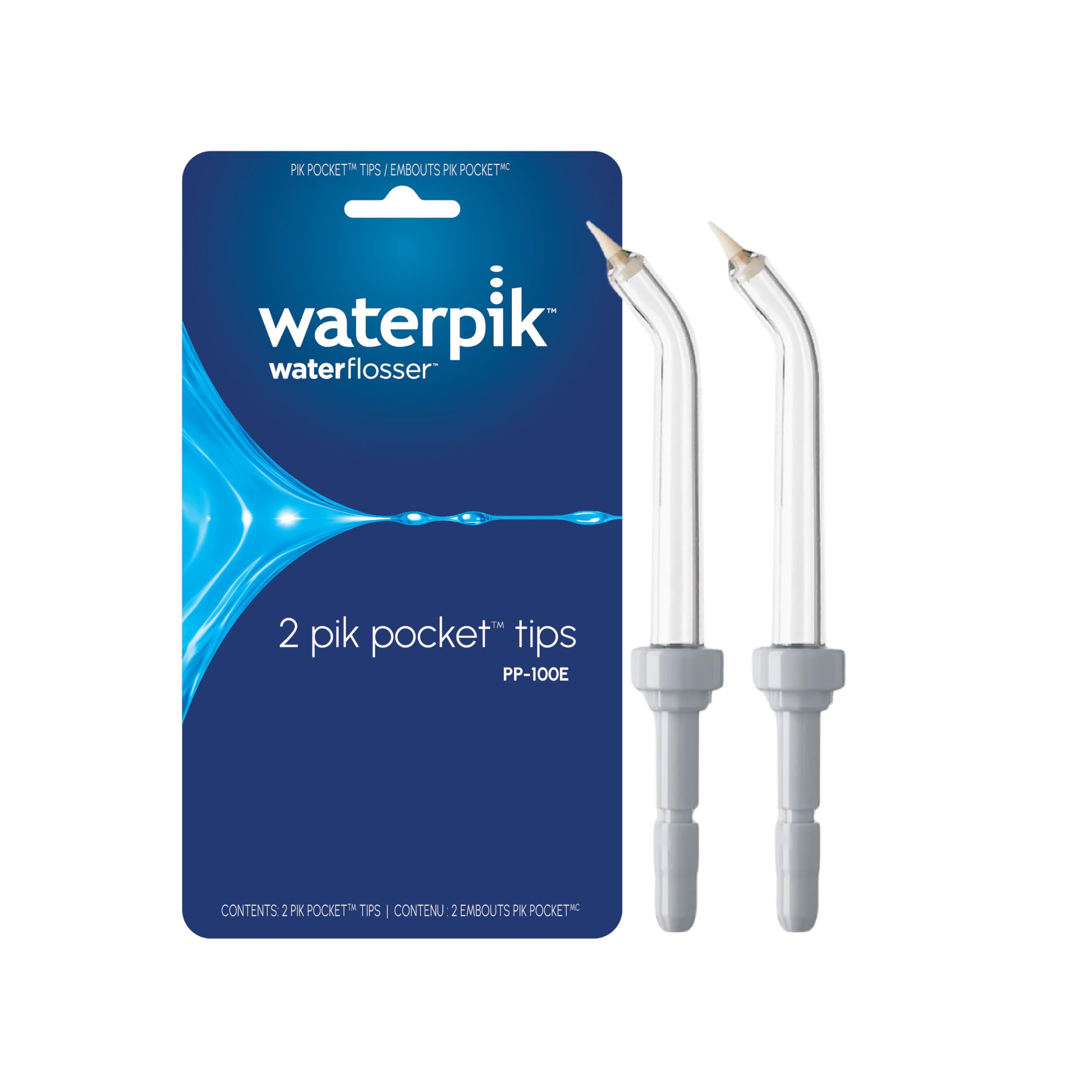 PK POCKETT TIPS I EMBOUTS PK POKET* waterpik - waterflosser TM 2 pik pocket tips PP-100E CONTENTS 2 PIX POCKET* TPS CONTENU 2 EMBOUTS PK POKET