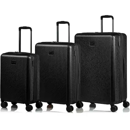 Front. Champs - Iconic II Collection 3 Piece Luggage Set - Black.