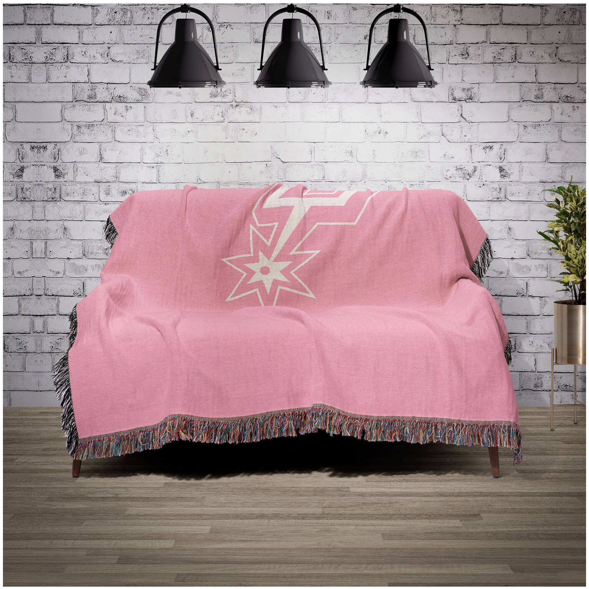 Alt View 1. Chad & Jake - San Antonio Spurs Woven Blanket - Pink.