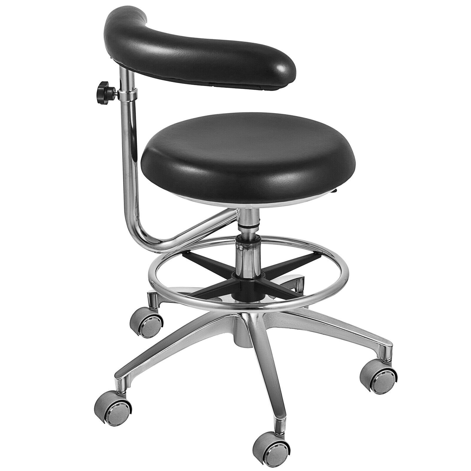 Alt View 9. Glintex - Medical Dental Stool Dentist Chair, 360° Swivel Adjustable Doctor Assistant Chair with PU Leather Seat and Armrest - Black.