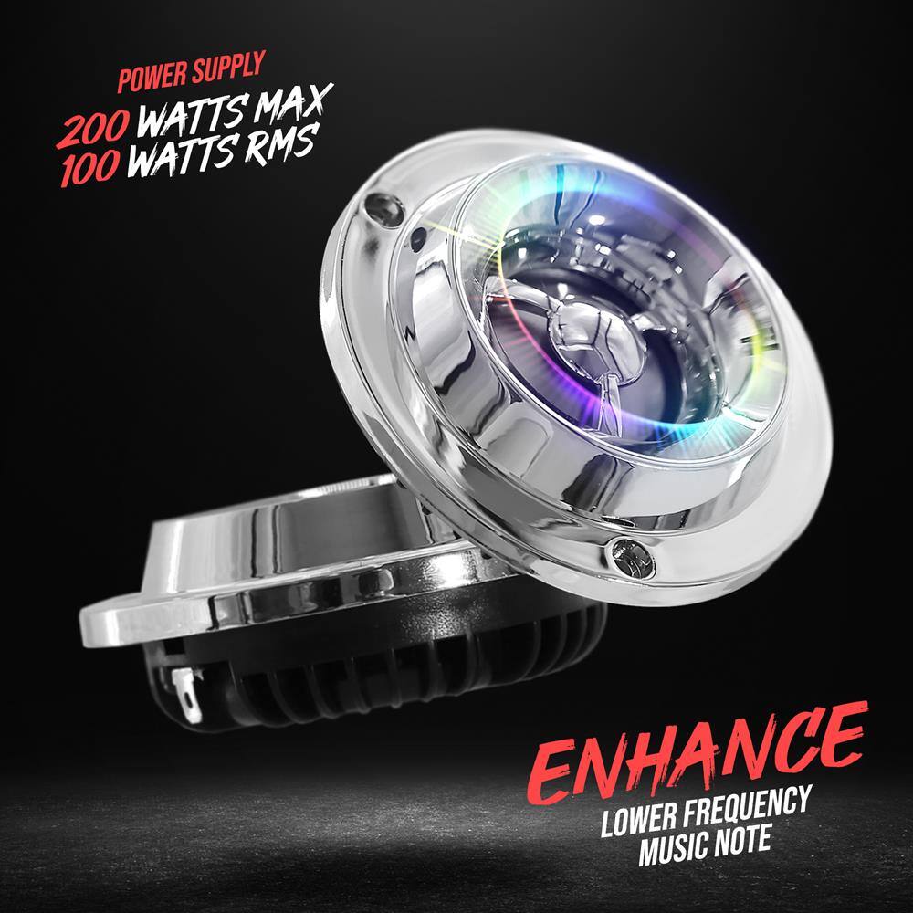 POWER SUPPLY  
200 WATTS MAX  
100 WATTS RMS  

ENHANCE  
LOWER FREQUENCY  
MUSIC NOTE