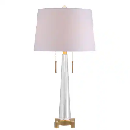 Front. Jonathan Y - Zoe 29.5" 2-Light Crystal LED Table Lamp, Clear/Brass Gold - Clear/Brass Gold.